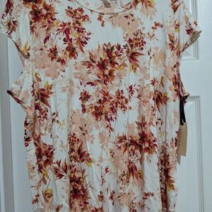 Emaline Floral Women's Short Sleeve Top NWT 1X